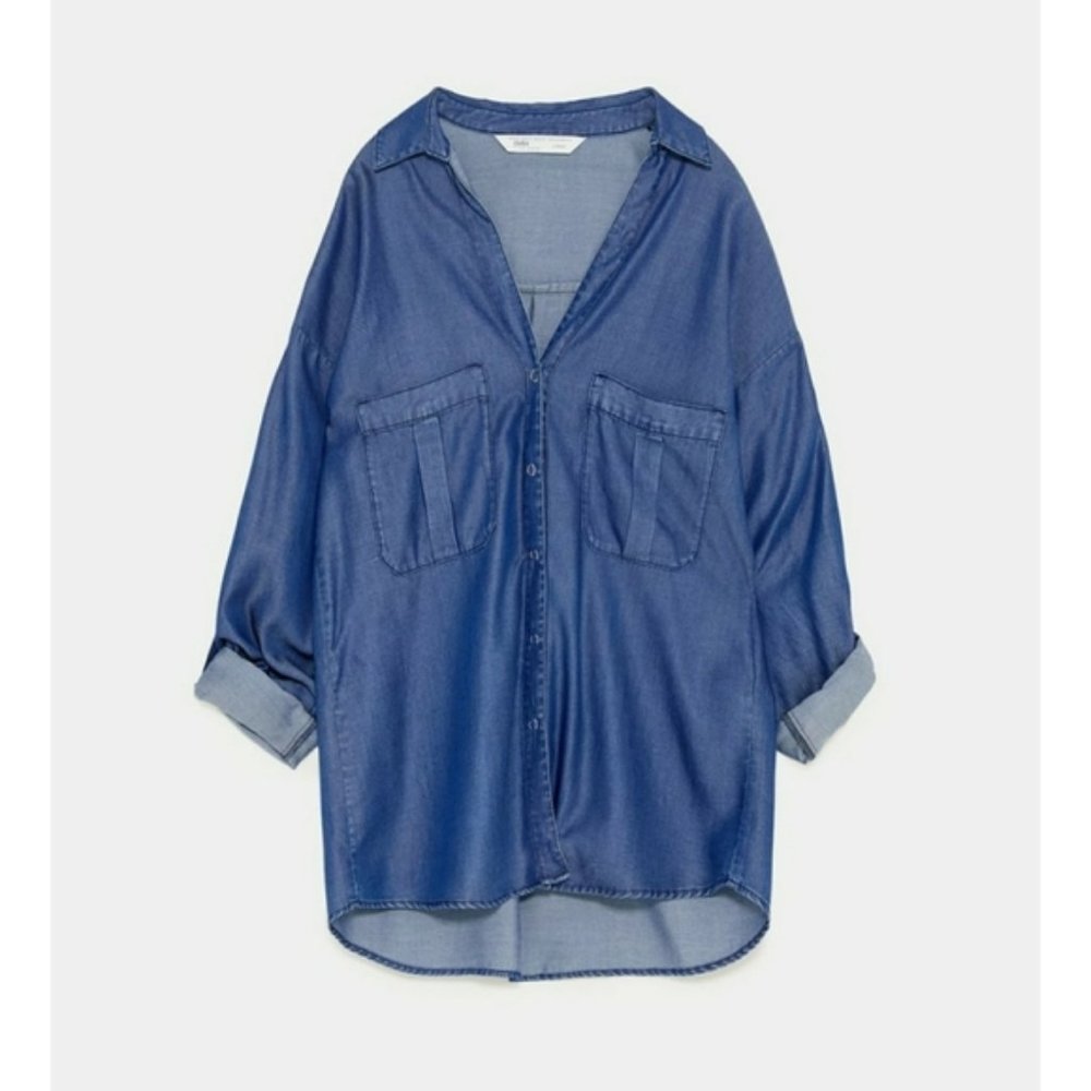 Denim Zara XL Button-up Shirt | NWT 👔 - Picture 3 of 10